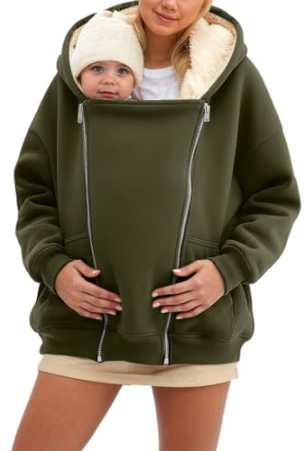 Dasongff Maternity Sweat a Capuche Polaire Polaire Chaude/Pull pour Deux/pour Porte-bébé, Veste de Portage d'hiver Veste de Grossesse Manteau Surdimensionné