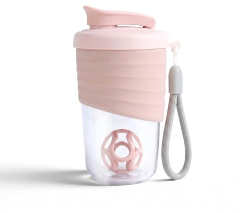 X SIM FITNESSX Protein Shaker Flasche kleine Shaker mit Mixer Ball 530ML (Rosa)