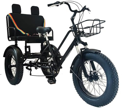Tricicli per adulti con pneumatici larghi e sedile passeggero, biciclette da crociera a 3 ruote da 20, 7 velocità, telaio in acciaio al carbonio, tricicli per esercizi da uomo e da donna, adatti pe