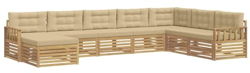 vidaXL Outdoor-Sofagarnitur mit Kissen 8 pcs Weiß und Beige, Garten, modernes Outdoor Sofa, Lounge-Ecke, Terrassenmöbel für entspannende Relax-Zeiten