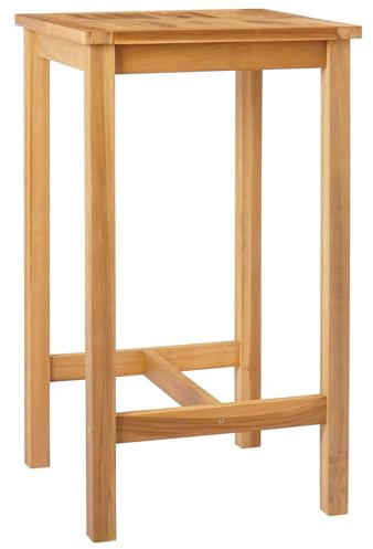 vidaXL Bartisch Natur 60 x 60 x 105 cm Massiv-Teak, Outdoor Essbar Tisch, modernes Teakholz, wetterfest, hohe Form für entspannte Zusammenkünfte, vielseitig einsetzbar