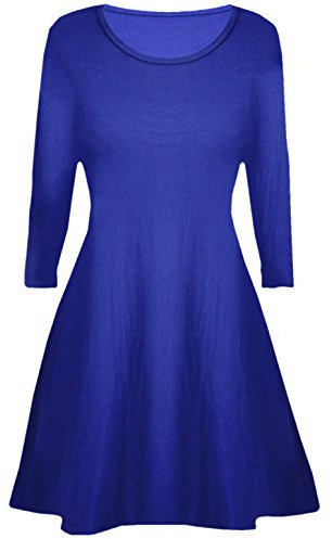 Girls Plain Long Sleeves Flare Franki A Line Mini Skater Swing Dress Top Kid Colour: Royal Blue - Size: 13-14 Years