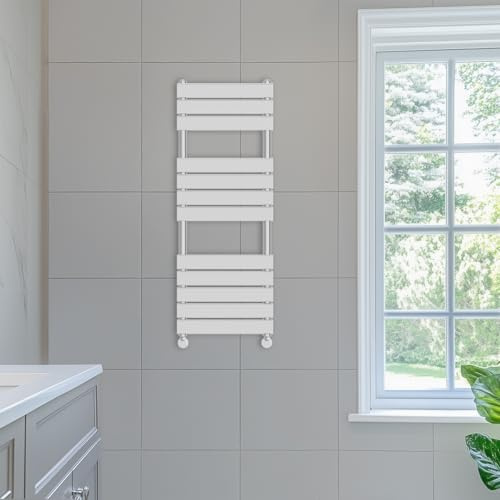 NRG 1200 x 450mm Designer Flat Panel Heated Towel Rail Radiators Chrome
