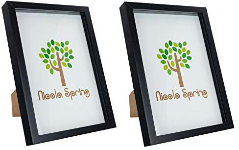 Nicola Spring 3D Shadow Box Photo Frames - 8x12 (20x30cm) - Pack of 2 - Black 3D Photo Frame Box A4 Picture Frame Box Portrait Display Case for Crafts, Keepsakes, Wedding, Graduation