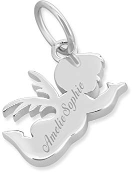Engel Anhänger Schutzengel 925 Silber Namen Engel mit Gravur Taufschmuck mit Namen Geschenk Taufe Taufgeschenk Namensschmuck Junge Mädchen mit Schrift | HANDMADE IN GERMANY