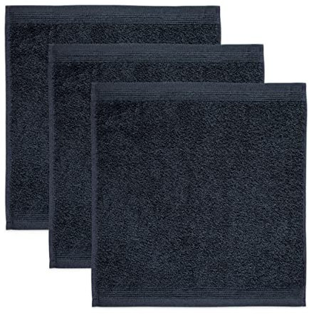 möve Superwuschel Seiftuch 30 x 30 cm aus 100% Baumwolle, dark grey 3er Set