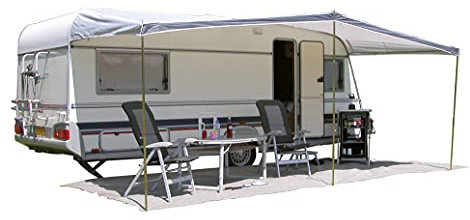 Eurotrail - Tenda parasole universale, 380 x 240 cm, per roulotte, 740 – 780 cm, colore: Grigio