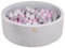 MEOWBABY Bällebad Baby - Rund 90x30cm Ball Pit für Kinder ab 1 Jahr mit 200 Bälle - Weiches & Sicheres Bällepool, Cotton, Hellgrau