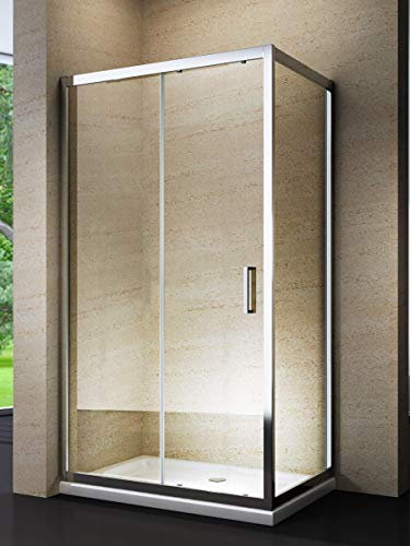 Yellowshop - Box cabina doccia porta anta scorrevole fisso cristallo 6 mm - 100 110 120 70 80 (cm 130 x 80, Cristallo 6mm Trasparente)