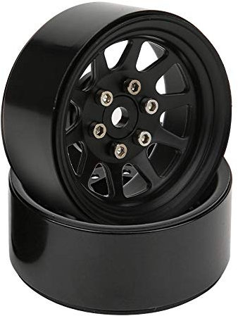 RC Felgen, Alloy Beadlock Felgen Hub Kompatibel mit 1/10 RC Crawler Car(Schwarz)