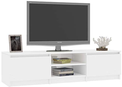 Tidyard Mobile TV Armadio TV Tavolino Porta TV in Truciolato con 2 Ante e 2 Scomparti Aperti per Soggiorno Camera da Letto Ufficio 140x40x35,5 cm Disponibile in Tanti Colori Diversi