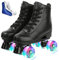 Hogdseirrs XUDREZ Rollschuhschuhe für Damen und Herren, PU-Leder, hochgeschnitten, zweireihig, Rollschuhe für Anfänger, professionelle Indoor Outdoor Rollschuhe mit Schuhtasche (Blitzrad, 42)