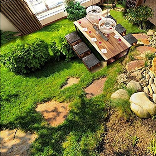 XiuTaiLtd Benutzerdefinierte Küche Badezimmer Toilette Boden Tapete - 3D Grün Frische Pflanze Kleine Gras Boden Wandbild Selbstklebende Pvc 3D Bodenbelag Tapete Home Decor-150x105 CM