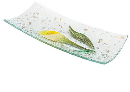 Sospiri Venezia Svuotatasca Piatto Soprammobile Decoro Floreale Vetro Murano Centrotavola Arredo Casa Idea Regalo Realizzato a Mano Made Italy (cm 30 X13 Rettangolare)