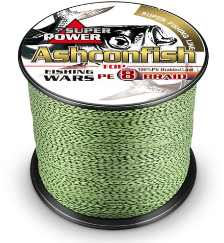 Ashconfish Braided Fishing Line-8 Strands Super Strong Fishing Wire 100M/109Yards 20LB-Abrasion Resistant Braided Lines-Incredible Superline-Zero Stretch-Superfine Diameter-Black and Yellow