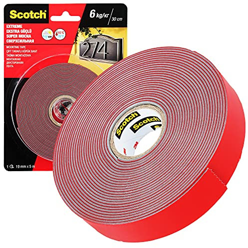 Scotch® Profi Montageband 5 m x 19 mm Doppelseitiges Klebeband Extra Stark Grau | Wasserdichtes Klebeband UV-Beständig Double Sided Tape 3M VHB™ Montageklebeband Doppelklebeband | Kleben Statt Bohren