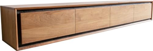 DELIFE TV-Board Stonegrace Akazie Natur 200 cm 4 Türen Steinfurnier schwebend Lowboard