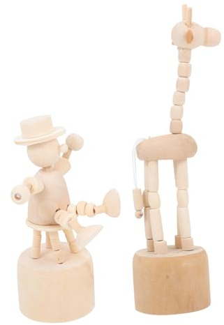 Unbemalte Holzmodellfiguren für Kinder 6 Stück, Selbstgemacht | Beige, Glatte Oberfläche ohne Holzgrate, Geeignet für Heimdekoration und Bastelideen