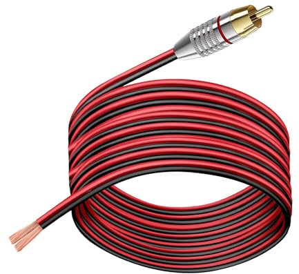 ukiism Câble nu RCA vers haut-parleur, câble nu lourd de calibre 14 vers prise RCA, adaptateur de réparation pour haut-parleurs, amplificateur, caisson de basses TV, 14 AWG