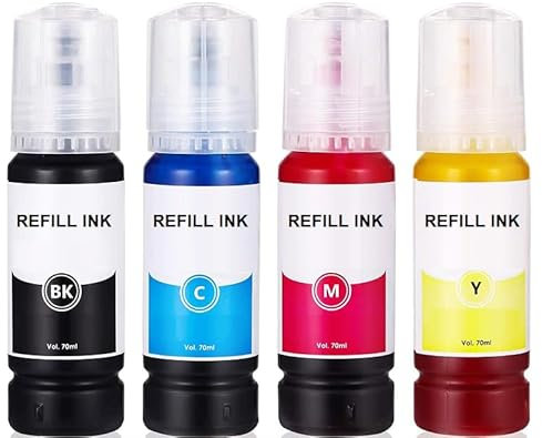 280 ml Multipack Refill Tinte schwarz, cyan, magenta, gelb, kompatibel mit Epson Ecotank 103 + 104 für ET-1810 2710 2712 2714 2715 2720 2721 2726 2810 2811 2812 2814 2815 2820 2821 2825 2826 4700 4800