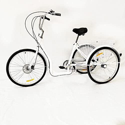 DGKLNDSY Dreirad für Erwachsene 6-Gang 26 Zoll Dreirad Fahrrad mit großem Einkaufskorb für Erwachsene 165-225cm Körpergröße Lastenfahrrad