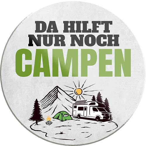 schilderkreis24 – Lustiger Spruch “Da hilt nur noch Campen!“ Magnet Deko Wohnwagen Zelten Kühlschrankmagnet Humor witzige Geschenkidee Geburtstag Weihnachten 8x8 cm