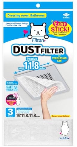 Einfach anzubringender Staubfilter für Lüftungsventilator, abziehen und aufkleben, selbstklebend, Filtan, hergestellt in Japan, 3 Stück