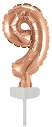 NEU Folienballon Geburtstagszahl Kuchen Cake Topper Zahl 9 Roségold, ca. 13 cm