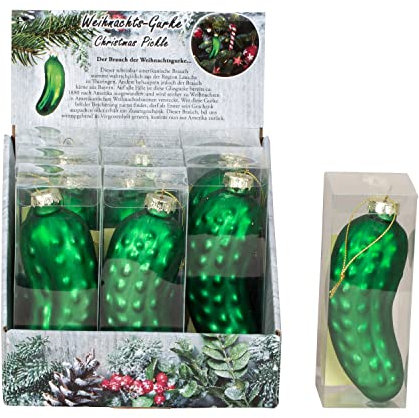 Geschenkestadl Stück XL Weihnachtsgurke Glas Gurke 13cm Baumschmuck Christmas Pickle Weihnachten, Gruen