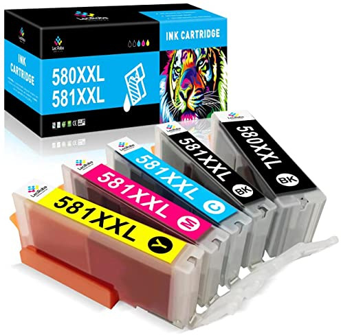LeciRoba 580XXL 581XXL für Canon druckerpatronen 580 581 PGI-580 XXL CLI-581 XXL für Canon TR7500 TR8500 TS6100 TS6200 TS6300 TS700 TS8200 TS8350 TS9150 (5-Pack)