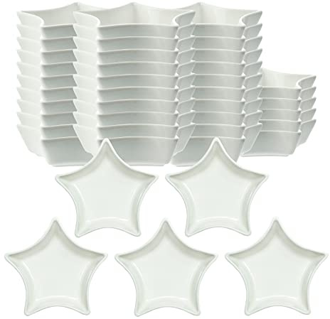 SOCOSY Star-shaped Multipurpose Ceramic Sauce Dish Seasoning Dishes Sushi Dipping Bowl Appetizer Plates Serving Dish Saucers Bowl(Set of 40)