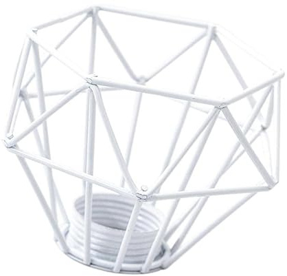 Milageto Retro Lampenschirm Metall Lichtkäfig Lichtabdeckung Kronleuchter Schmiedeeisen Diamantform Wanddekoration Lampenkäfig für Esszimmer Café Hotel, Weiß