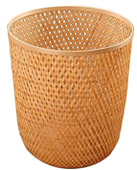XOUVY Bacs d'intérieur Simple Bambou Tissage Panier de Rangement Chambre Bambou Tissage Poubelle Corbeille à Papier étude Maison rétro créatif