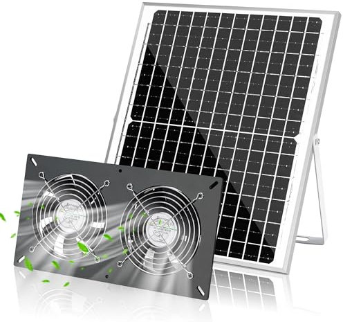 Fanspex Solar 2 Fan Kit, Waterproofed Solar Powered Fans for Outdoor Chicken Coop, Greenhouse & Shed Intake or Exhaust Air