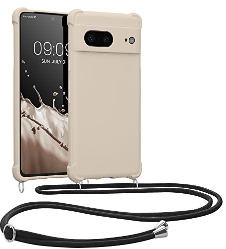 kwmobile Necklace Case kompatibel mit Google Pixel 7 Hülle - Cover mit Kordel zum Umhängen - Silikon Schutzhülle Creme