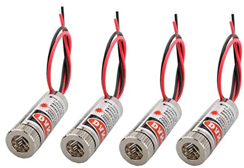 GERUI 4 Stücke Fokussierbare Lasermodul Kreuzlaser Fokus Einstellbar Laser Rot 3-5V 650nm mit Kunststoff Linsen,Kreuzlaser,verwendet für Korrektur und Ausrichtung von Industriegebäuden