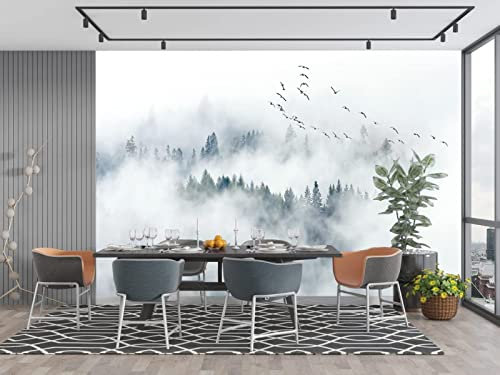 Papier Peint Panoramique Nuages Oiseaux Volants Montagnes Moderne Papier Peint 3D Intissé Décoration Murale