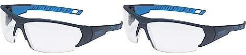 Uvex Gafas de Seguridad i-Works - EN 166 170 - Antivaho y Resistente a arañazos y químicos - Transparente/Azul (Paquete de 2)