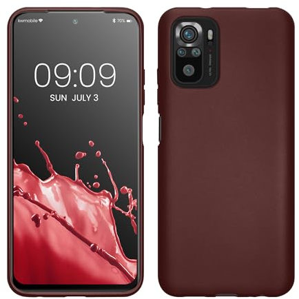 kwmobile Case kompatibel mit Xiaomi Redmi Note 10 / Note 10S Hülle - Schutzhülle aus Silikon metallisch schimmernd - Handyhülle Metallic Tawny Red