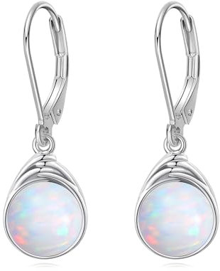 POPLYKE Opal Ohrringe Dangle 925 Sterling Silber Leverback Ohrringe für Damen Opal Schmuck Geschenke