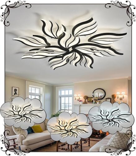 WSXEDC Dimmbar Deckenlampe LED Schwarz Deckenleuchte 115W Groß Wohnzimmerlampe Kreative Modern Schlafzimmer lampe decke DIY Energiesparlampe für Wohnzimmer jugendzimmer Esszimmer Küche Ø105cm