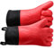 GEEKHOM Gants de barbecue en silicone résistants à la chaleur - Gants de cuisine - Gants de barbecue - Imperméables et antidérapants - Pour barbecue, cuisine, pâtisserie, friteuse - Rouge
