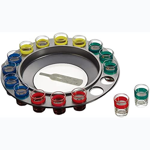 GaRcan Drehbares Trinkspiel-Set, Roulette-Wein-Tischspiel, 16-Loch-Plattenspieler aus klarem Weinglas, Partyzubehör für Ktv, Treffen und Spaß bei einem Guten Freund. Bringt Farbe auf vers