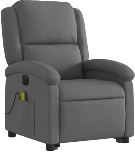 vidaXL Elektrischer Massagesessel mit Aufstehhilfe Dunkelgrau Stoff