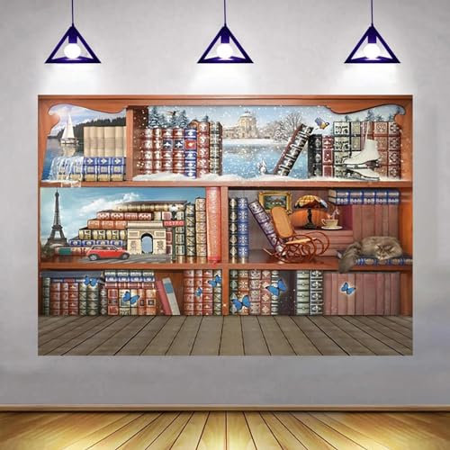 Büro-Bücherregal-Hintergrund für Videokonferenz-Potografie mit Fensterhintergrund-Bildschirm-Videokonferenz-Kinder-Banner 150cmx100cm