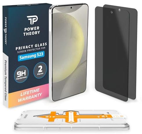 Power Theory Blickschutzglas für Samsung Galaxy S23 Schutzfolie, ultra-Glas Displayschutzfolie mit Bruchfestigkeit 9H Glas, Blasenfreie Montage und Scheibe