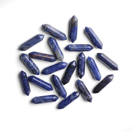 GUJOXILA 10pcs Blauer Sodalith Heilkristalle Stein Stab Edelsteine Sets Sechseckige Kristall Säule Bulk Hexagonal Punkt Turm Reiki Meditation Spirituelle Chakra Schutz Energieausgleich