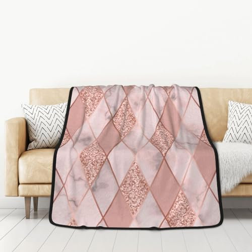 GRatka Decke, 127 x 152 cm, doppelseitige Decke, Reisedecke, weiche Decke für Schlafsofa,Marmor Luxus Geometrisch