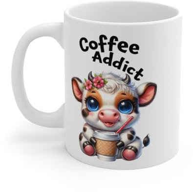 Mug Vache coffee addict Idée cadeau anniversaire humour drôle amusant pour enfant et adulte