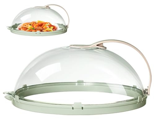 Pasdrucn Transparent Cloche Micro Ondes sans BPA, Cloche Alimentaire pour Micro-Ondes, Cloche pour Micro Onde, Couvre Plat Micro Onde, Cloche Micro Onde Aimantée, Cloche Micro-Ondes (Vert)